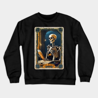 The Reader Retro Skeleton Halloween Tarot Card Crewneck Sweatshirt